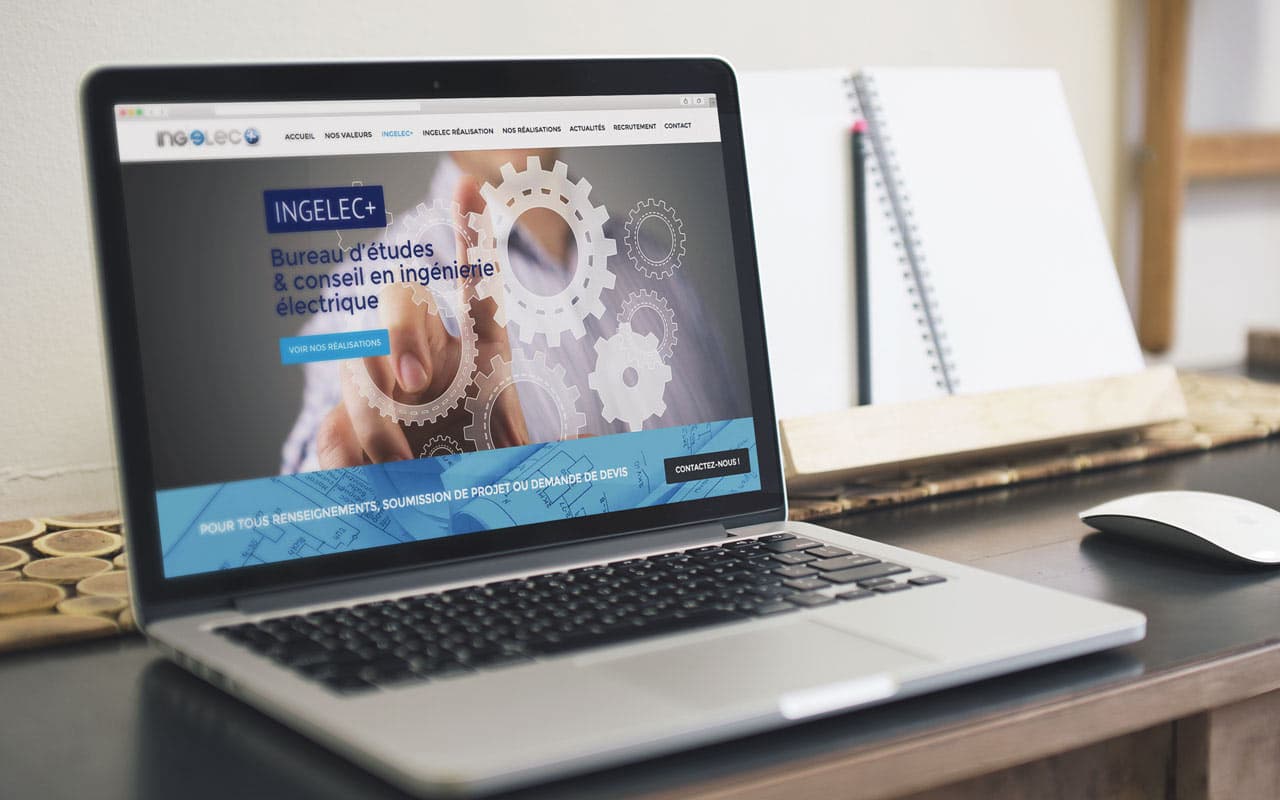 Ingelec+ - Ingénierie - Logo, site vitrine Wordpress, plaquette