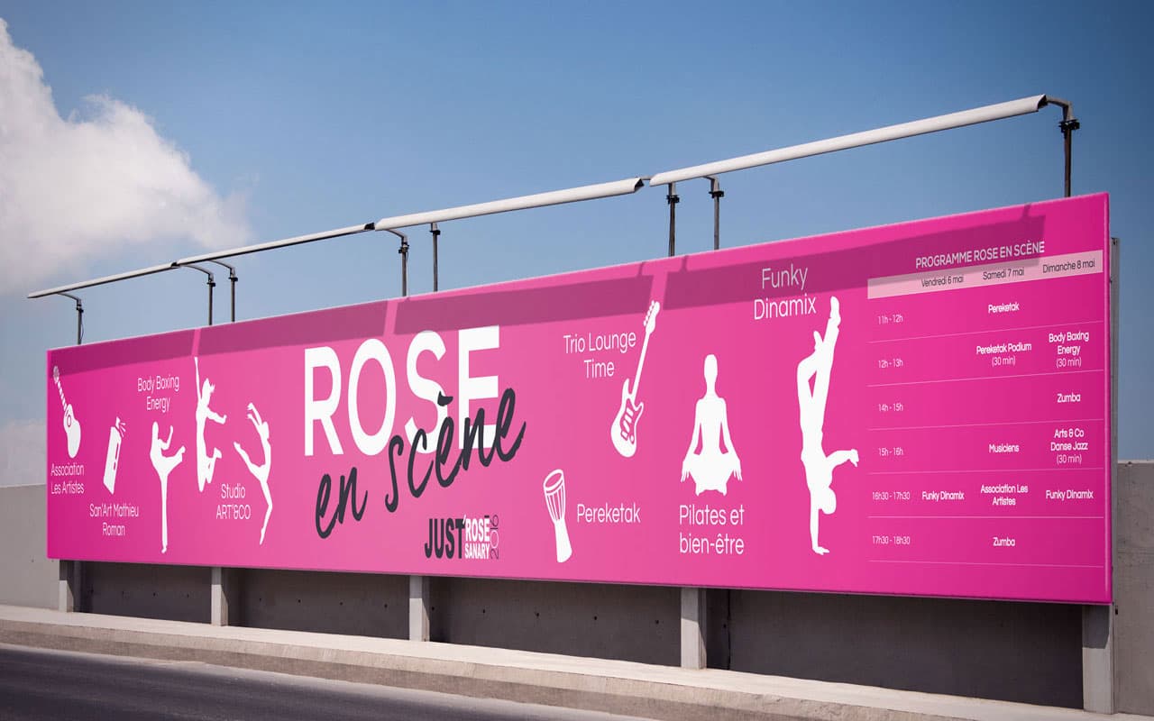 PLV Just'Rosé - Bâche habillage scène spectacles & animations