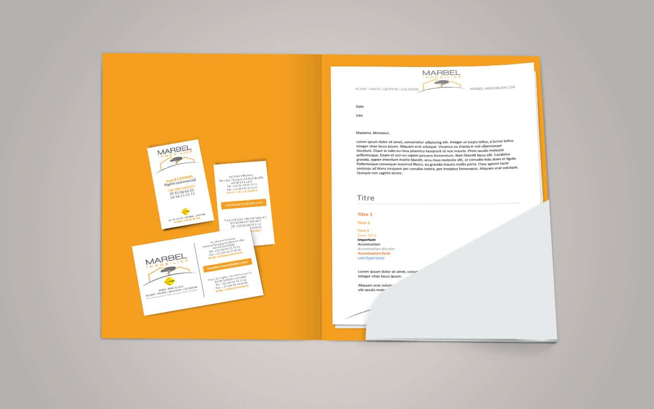 Marbel Immobilier - Création de cartes de visite, carte commerciale et modèle Word