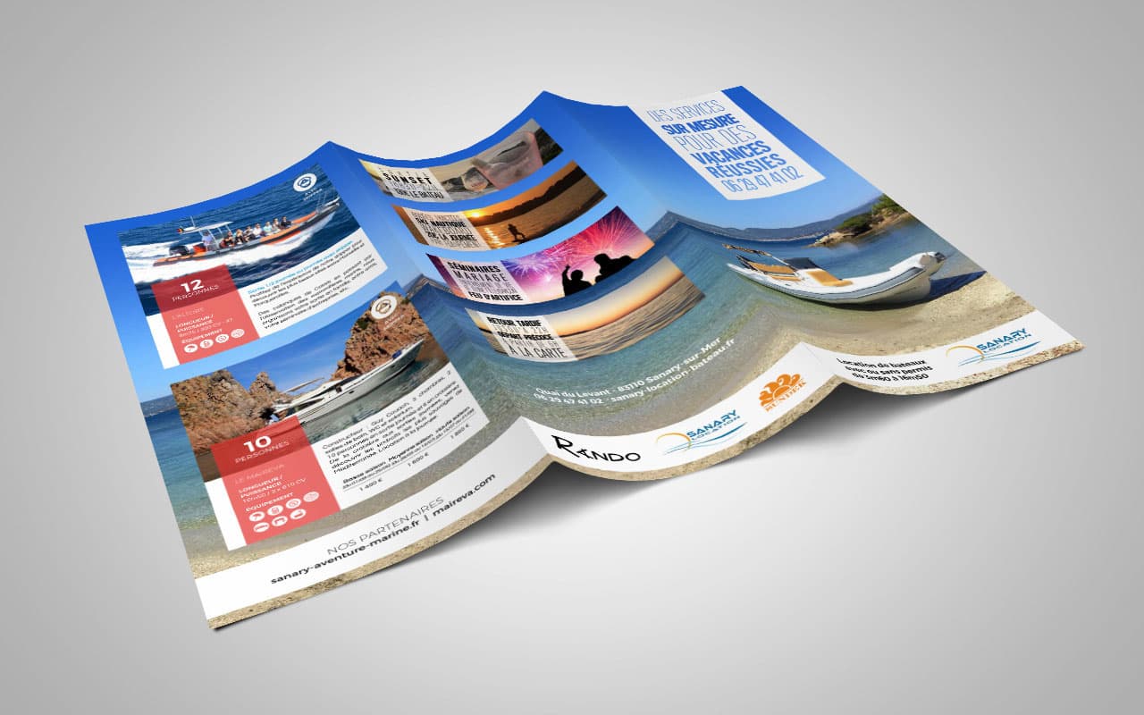 Dépliant triptyque - Infos et tarifs location bateau