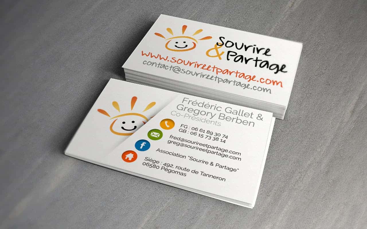 Cartes de visite de l'Association Sourire & Partage