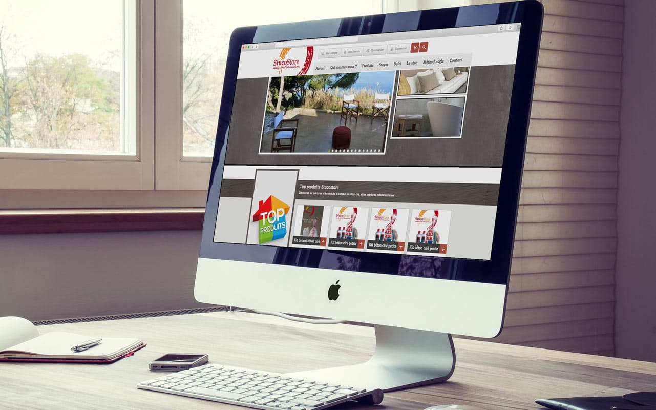 Stucostore - Fournitures BTP - Refonte design site boutique Prestashop, flyer, PLV