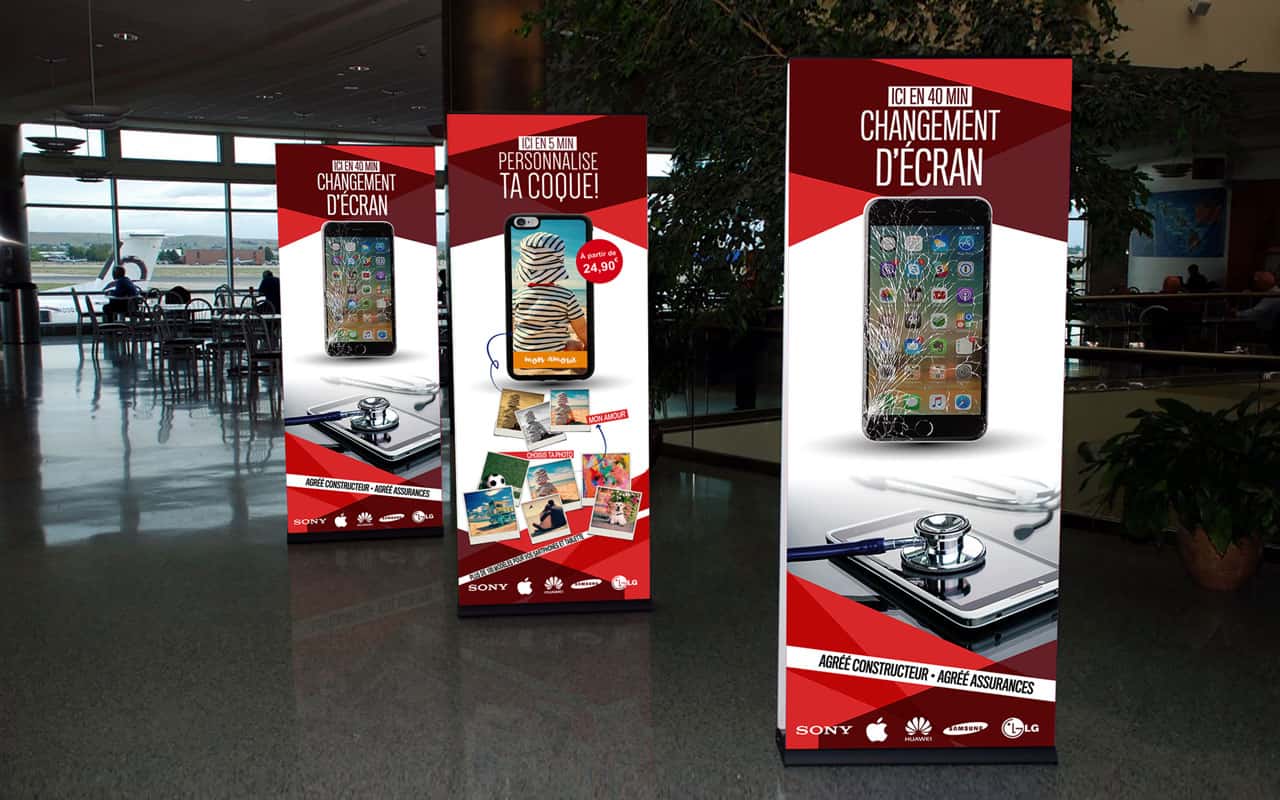 Téléphone Store - PLV & habillage vitrine en micro-perforé